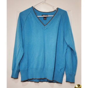 Eddie Bauer Sport Blue V-Neck Cotton Sweater – XL